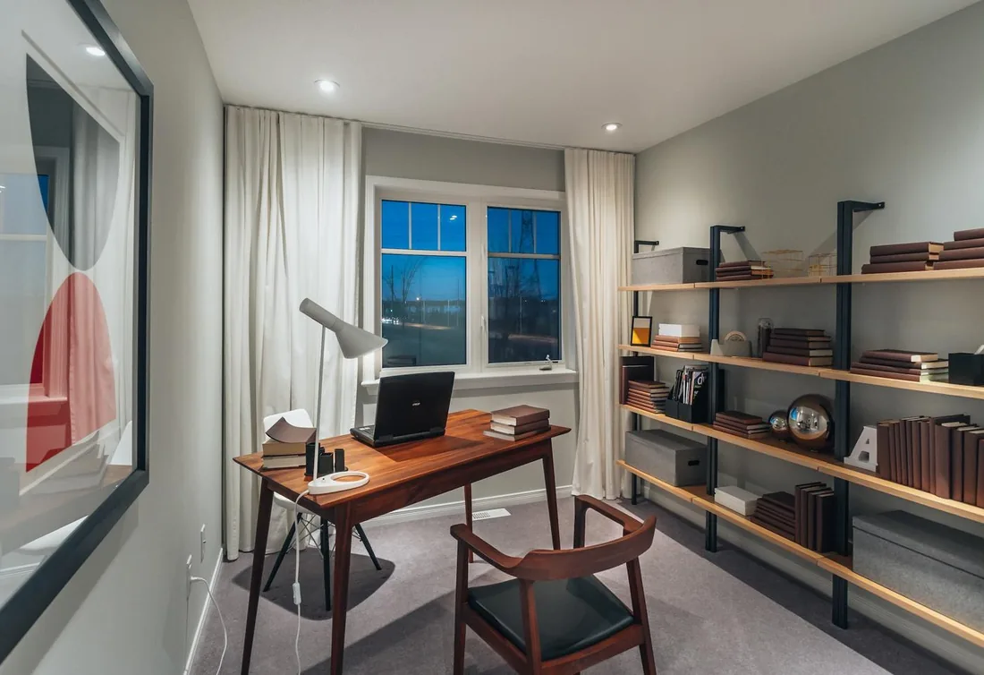 Home office with shelving